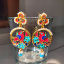 H K Fashion Gold Plated Meenakari Dangler Earrings