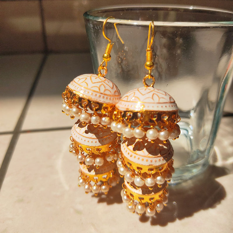 H K Fashion Gold Plated Meenakari Jhumki Earrings