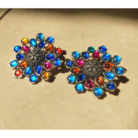 H K Fashion German Silver Stud Earrings