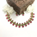 H K Fashion Gold Plated Pota Stone Necklace Set