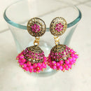 H K Fashion Gold Plated Ruby Diamond  Jhumki Earrings