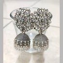 H K Fashion Silver Plated Crystal Stone  Jhumki Earrings