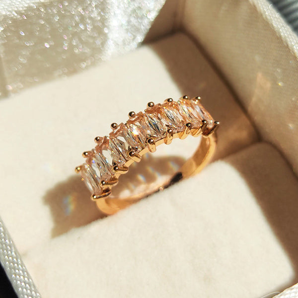 H K Fashion Studded Micro Gold Ring (Assorted Design)