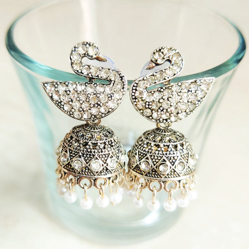 H K Fashion Silver Plated Jhumki Earings