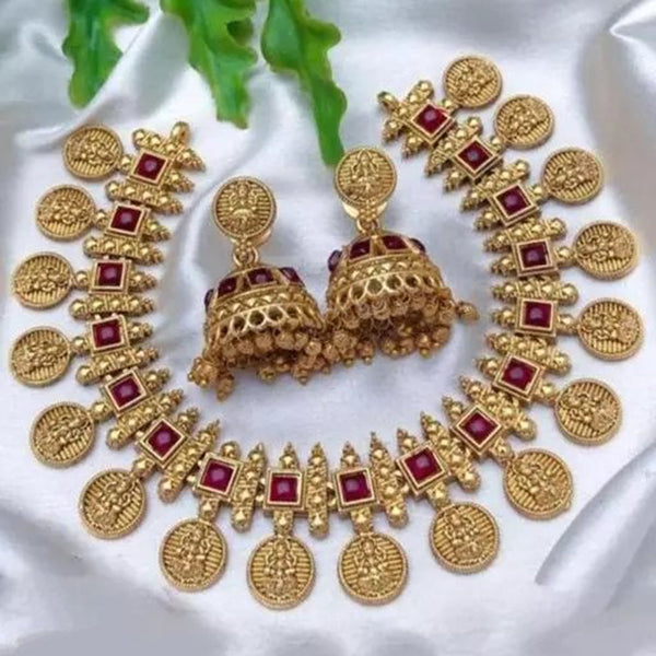 H K Fashion Gold Plated Pota Stone Necklace Set