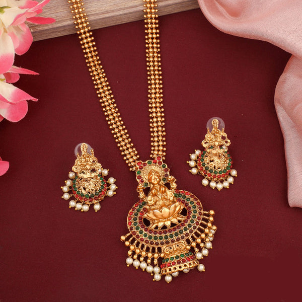 H K Fashion Gold Plated Temple Long Necklace Set