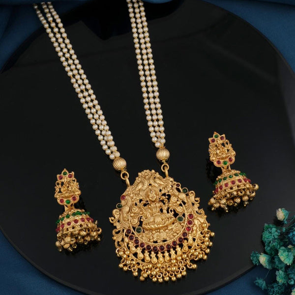 H K Fashion Gold Plated Temple Long Necklace Set