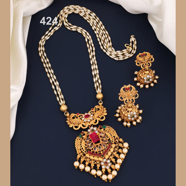 H K Fashion Gold Plated Long Necklace Set