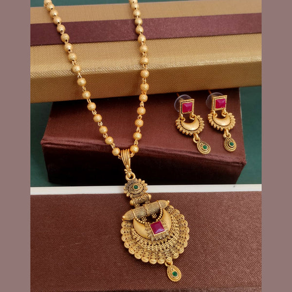 H K Fashion Gold Plated Pota Long Necklace Set
