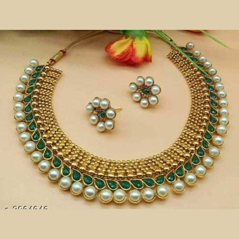 India Art Pota Stone Gold Plated Necklace Set