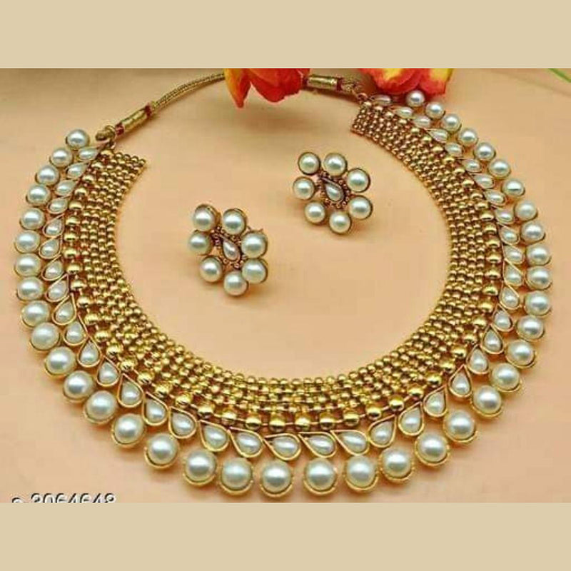 India Art Pota Stone Gold Plated Necklace Set