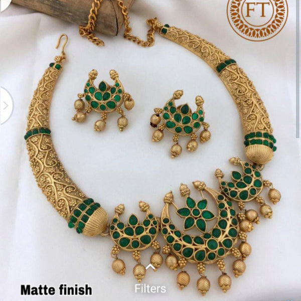 India Art Pota Stone Gold Plated Necklace Set