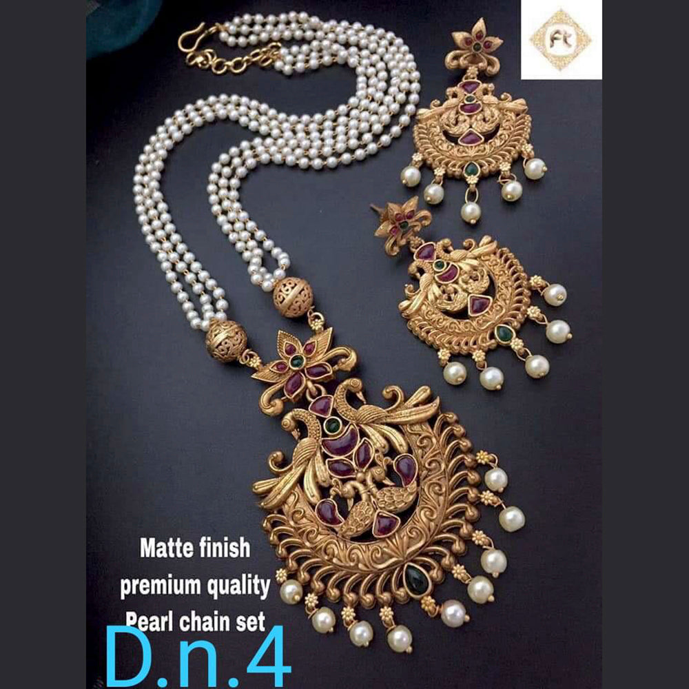 India Art Gold Plated Pearl Long Necklace Set