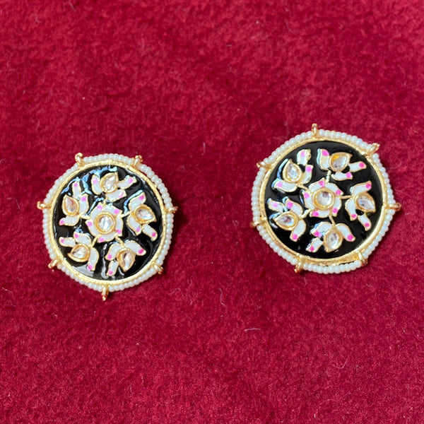 India Art Gold Plated Meenakari Stud Earrings