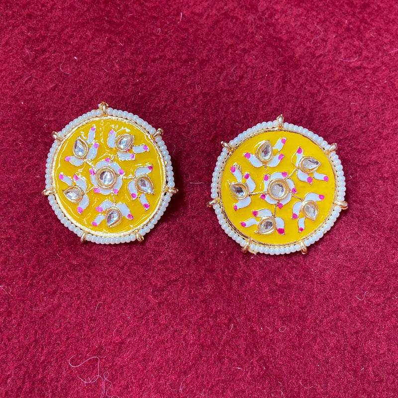 India Art Gold Plated Meenakari Stud Earrings