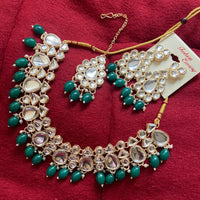 India Art Gold Plated Crystal Stone & Beads Necklace Set