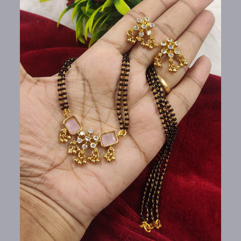 India Art Gold Plated Mangalsutra With Earrings