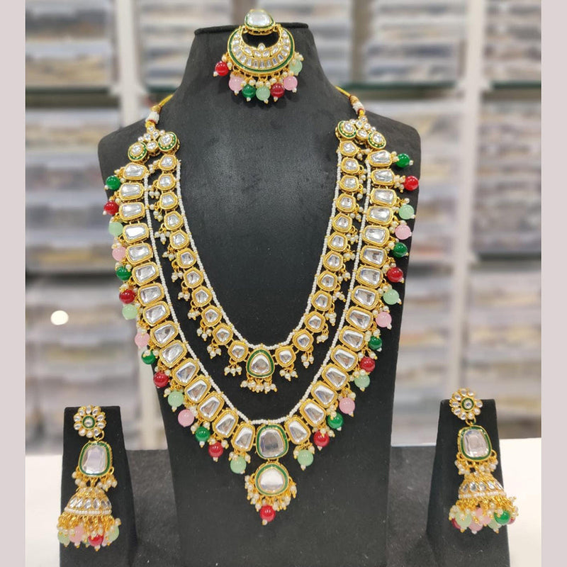 India Art Gold Plated Kundan Long Necklace Set