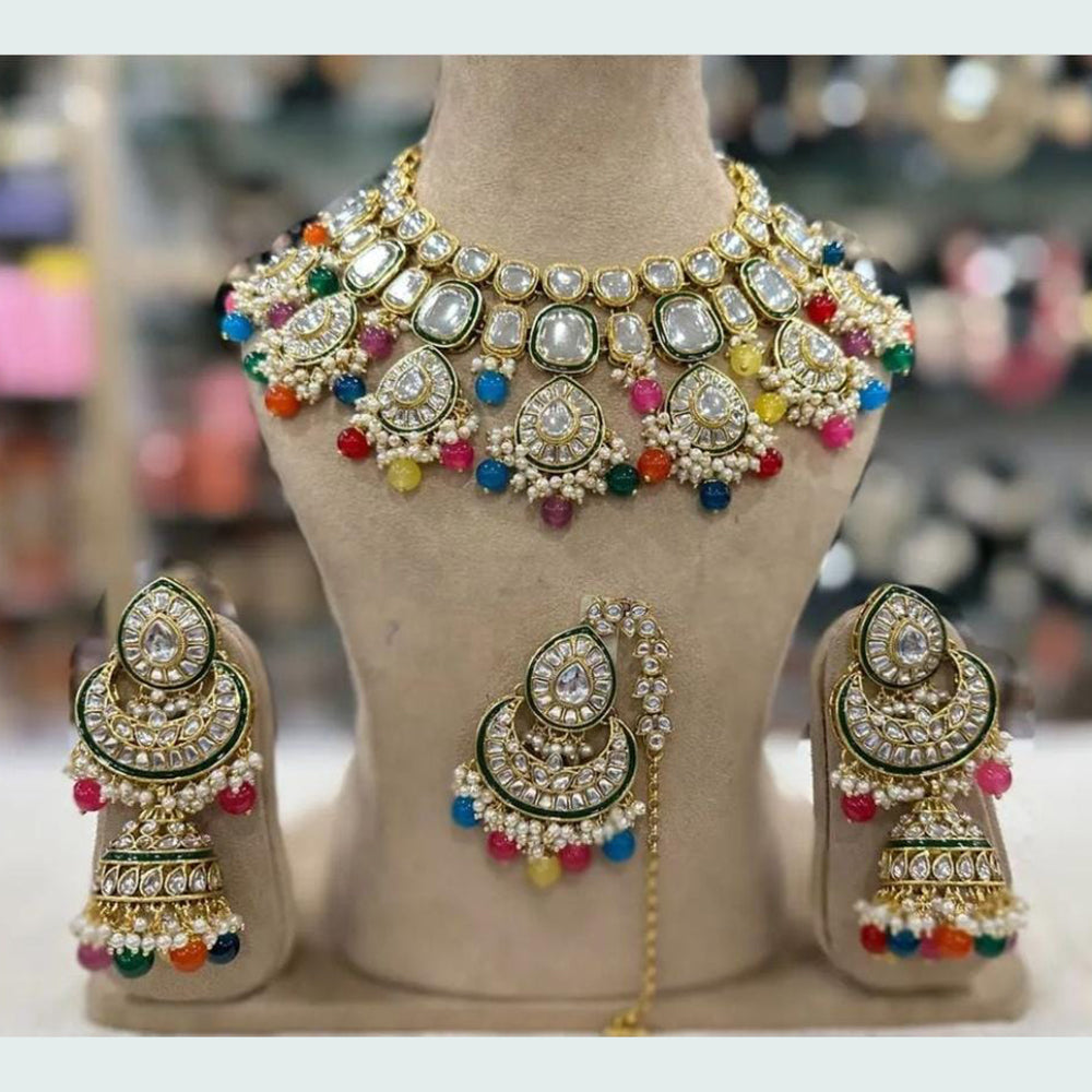 India Art Gold Plated Kundan Choker Necklace Set