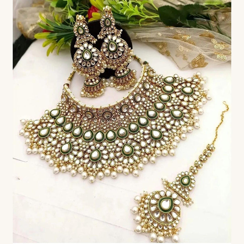 India Art Gold Plated Kundan Choker Necklace Set