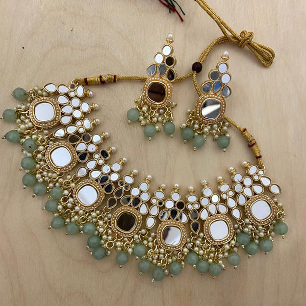 India Art  Gold  Plated  Mirror  Necklace  Set