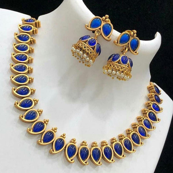 India Art  Gold  Plated  Pota Stone  Necklace  Set