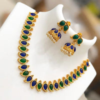 India Art  Gold  Plated  Pota Stone  Necklace  Set