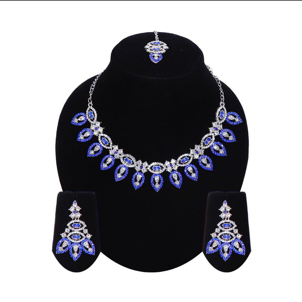 Pooja Bangles Austrian Stone Necklace Set With Maangtikka