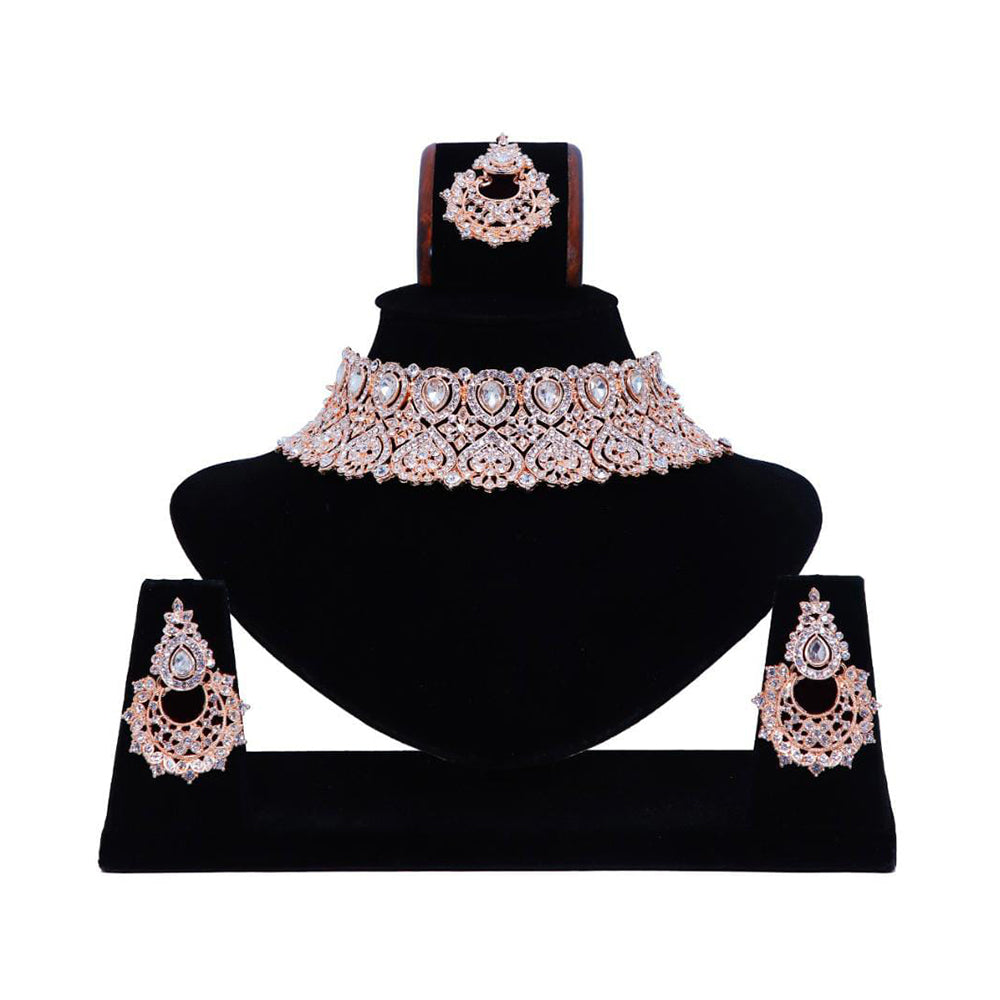 Pooja Bangles Austrian Stone Necklace Set With Maangtikka