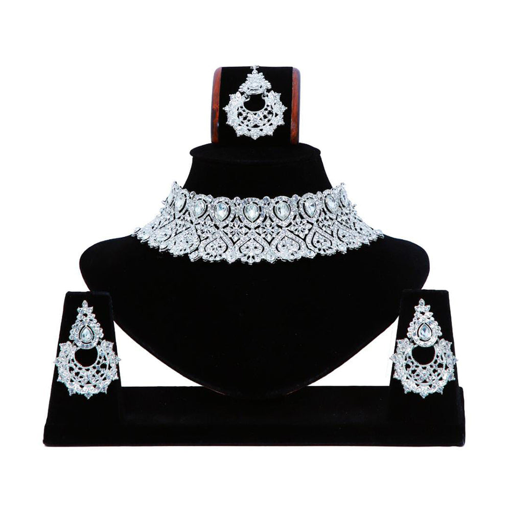 Pooja Bangles Austrian Stone Necklace Set With Maangtikka