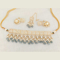 Pooja Bangles Gold Plated Choker Necklace Set With Maangtikka