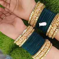 Pooja Bangles Gold Plated Velvet Bangles Set