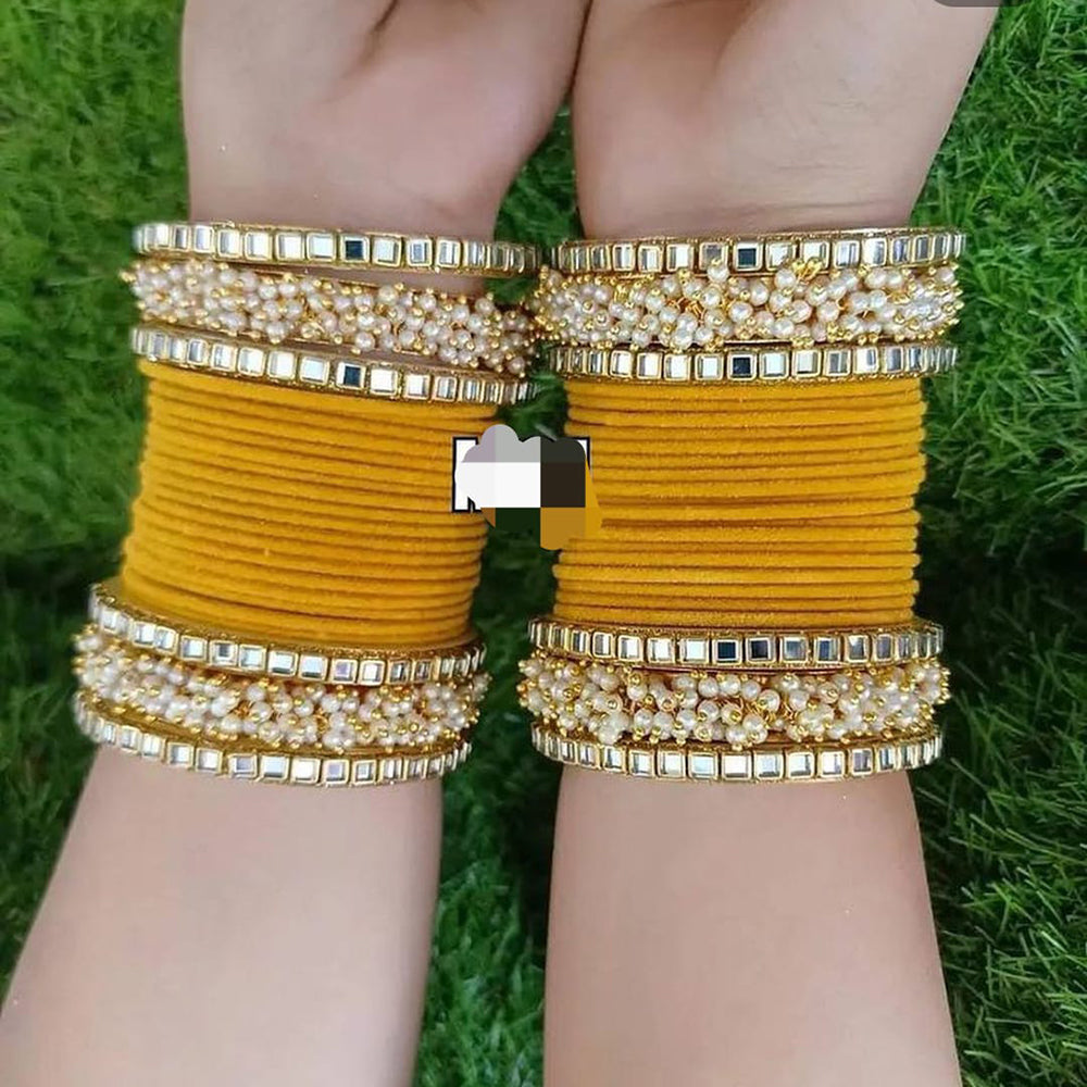 Pooja Bangles Gold Plated Velvet Bangles Set