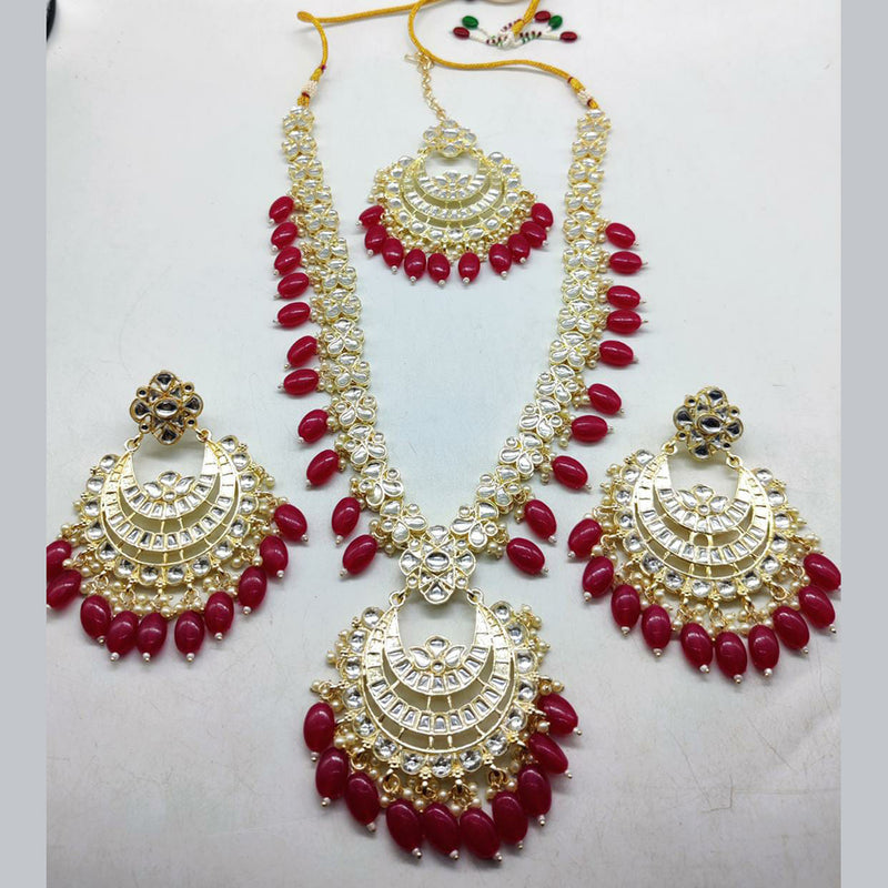 Pooja Bangles Gold Plated Kundan Stone  & Beads Necklace Set