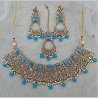 Pooja Bangles Gold Plated Kundan Stone & Beads Necklace Set