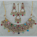 Pooja Bangles Gold Plated Kundan Stone & Beads Necklace Set