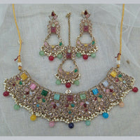 Pooja Bangles Gold Plated Kundan Stone & Beads Necklace Set