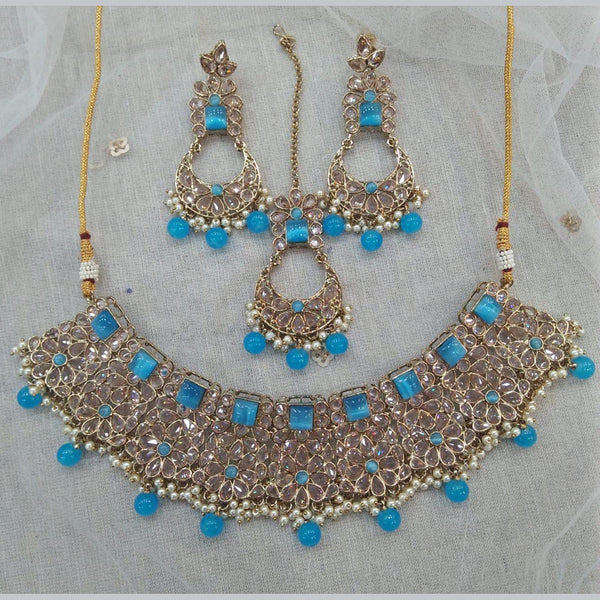 Pooja Bangles Gold Plated Kundan Stone & Beads Necklace Set