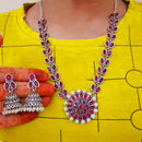 Pooja Bangles Silver Plated Pota Stone Necklace Set