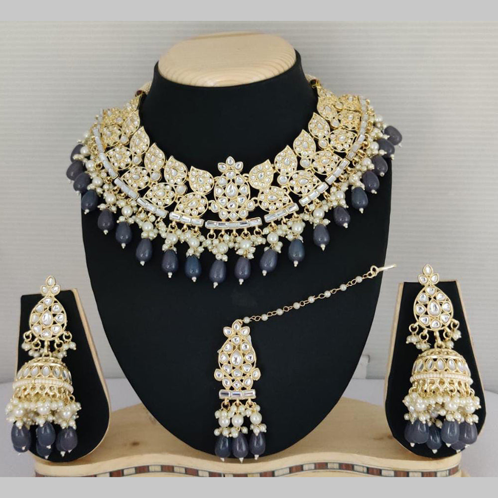 Pooja Bangles Gold Plated Kundan Stone & Beads Necklace Set