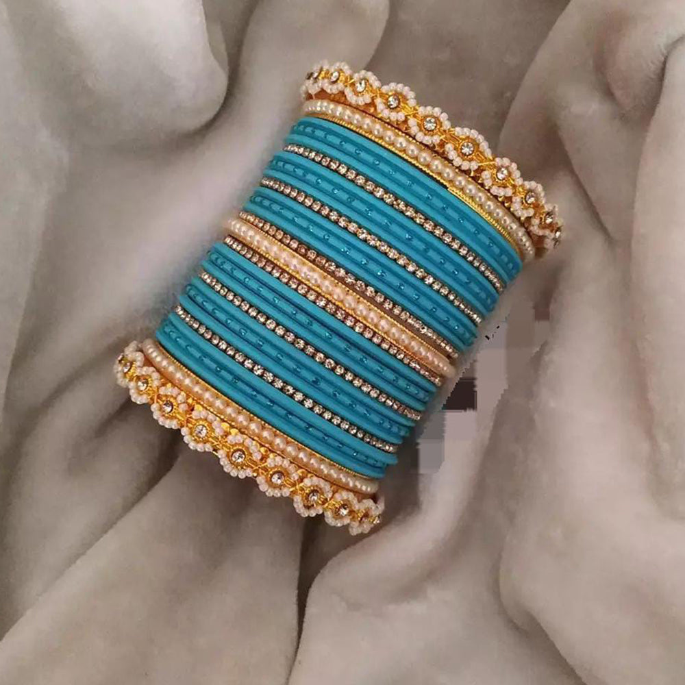 Pooja Bangles Gold Plated Austrian Stone Bangles Set