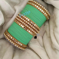 Pooja Bangles Gold Plated Mirror & Thread Bangles Set