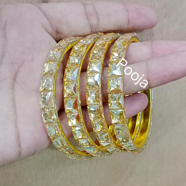 Pooja Bangles Crystal Stone Gold Plated Bangles Set