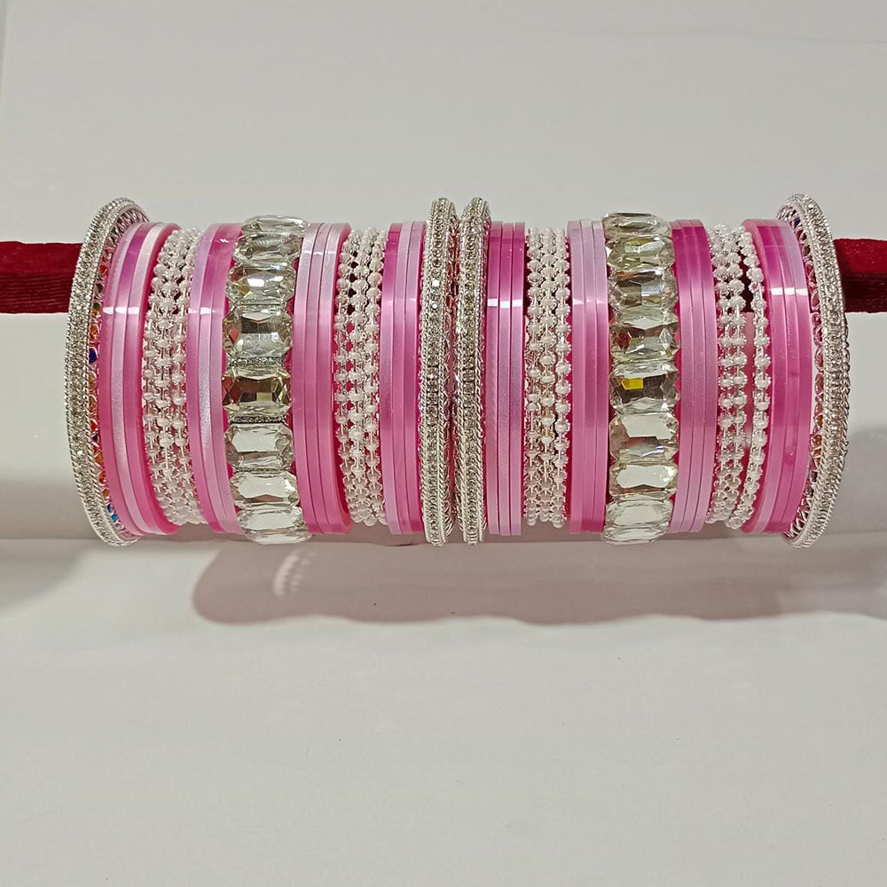 Pooja Bangles Crystal Stone Gold Plated Bangles Set