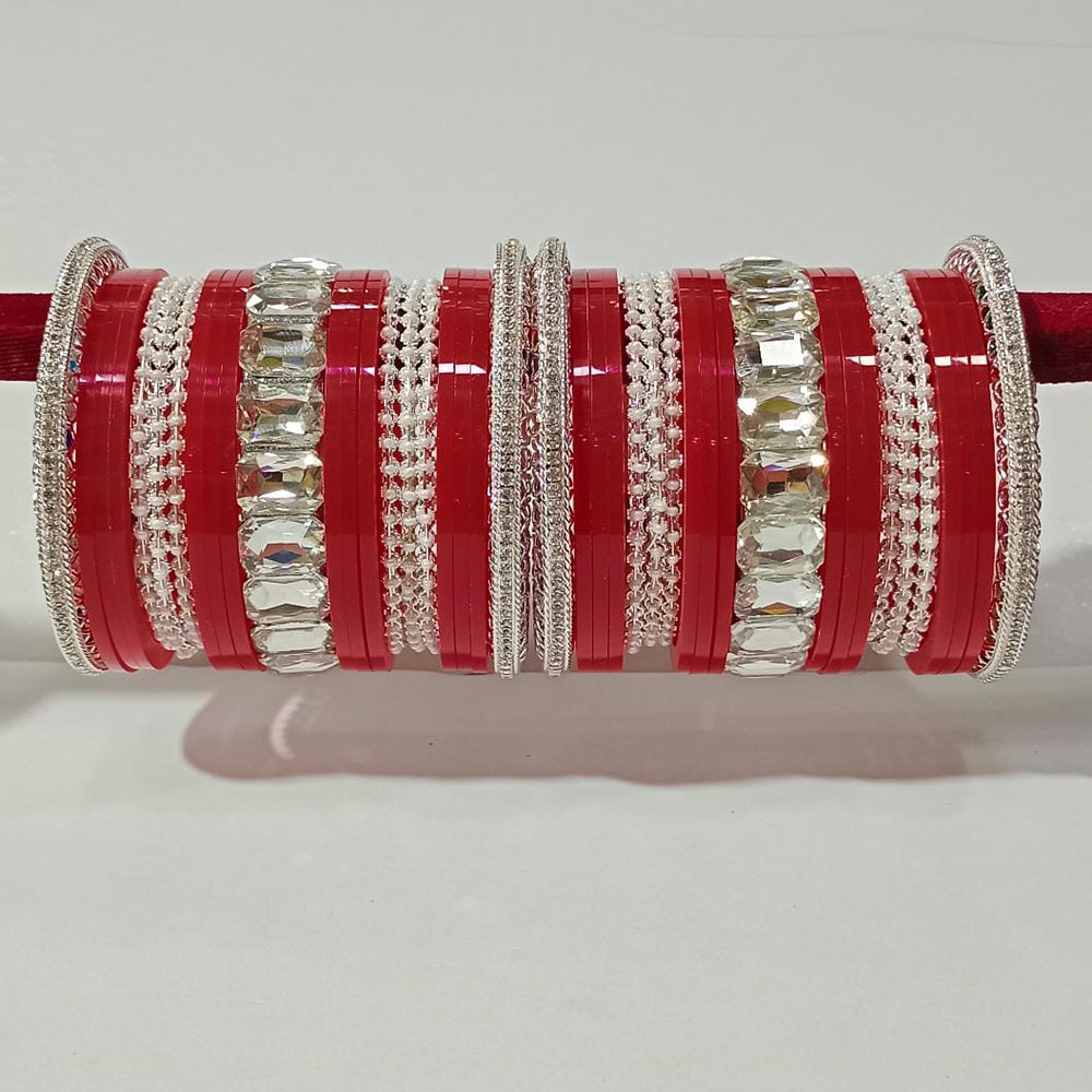 Pooja Bangles Crystal Stone Gold Plated Bangles Set