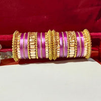 Pooja Bangles Crystal Stone Gold Plated Bangles Set