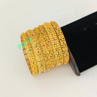 Pooja Bangles Gold Plated Pota Stone Bangles Set