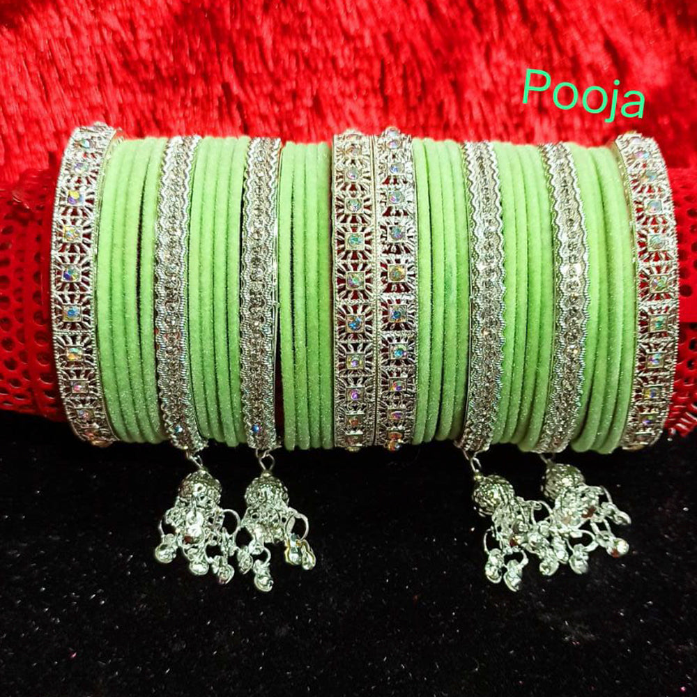 Pooja Bangles Austrian Stone & Thread Bangles Set