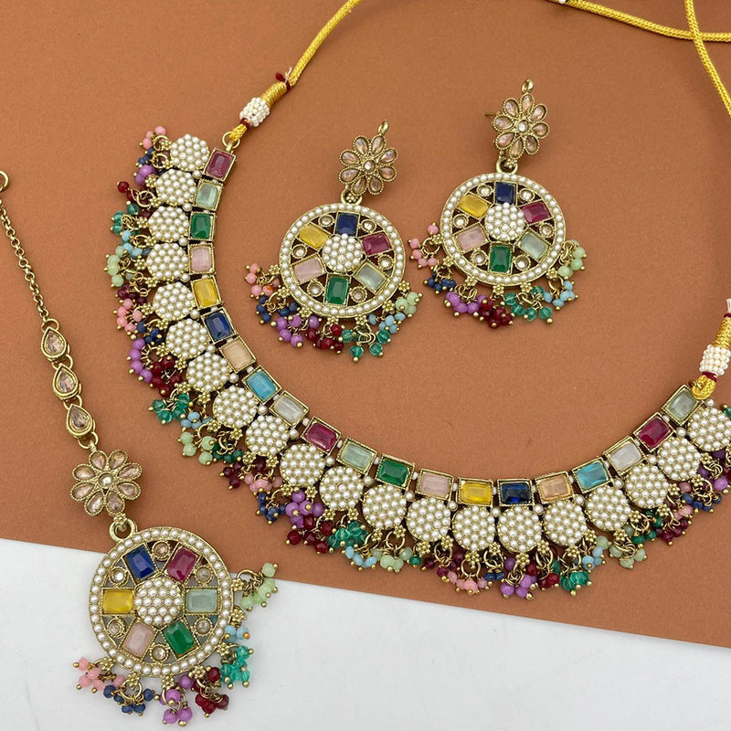 Pooja Bangles Crystal Stone & Beads Choker Necklace Set