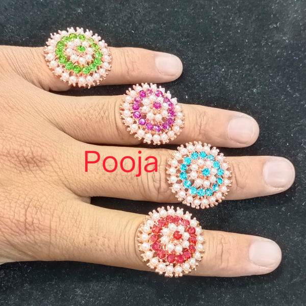 Pooja Bangles Gold Plated Set Of 4 Alloy Finger Combo Ring For Women